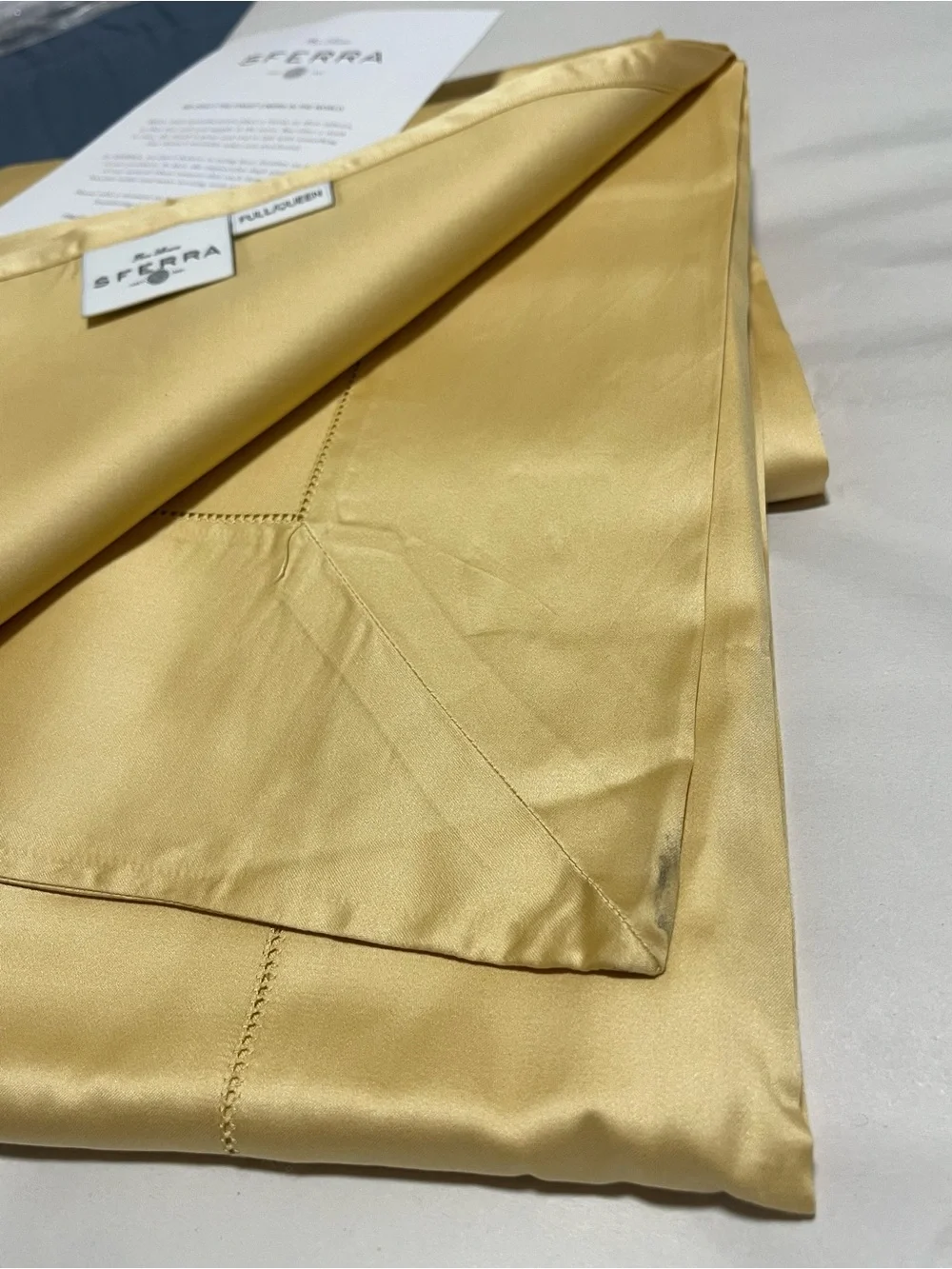 SFERRA Giotto Full/Queen Flat Sheet Extra Long Staple Cotton 96x114” Honey $518